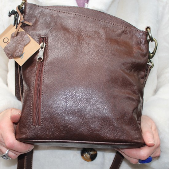 Marina Dark Brown Leather Cross body Handbag